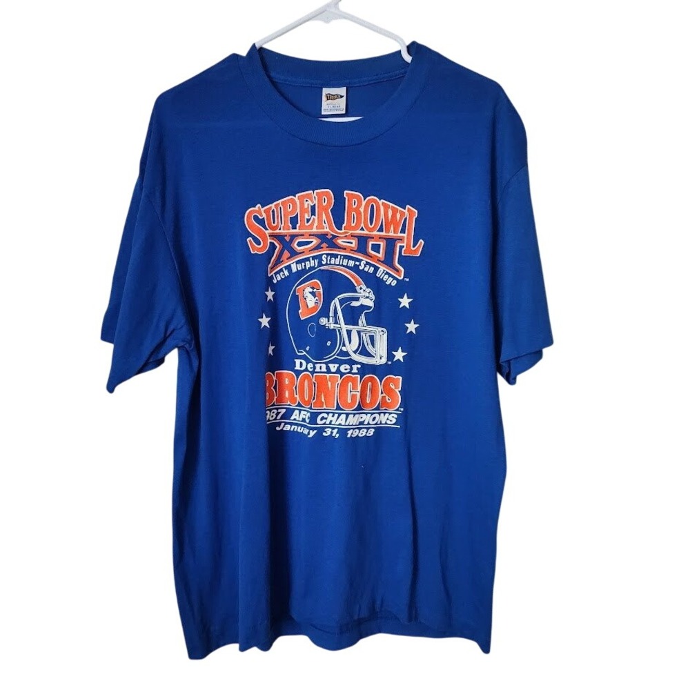 TRENCH Denver Broncos Super Bowl XXII AFC Champions 1988 Tee Size‎ XL